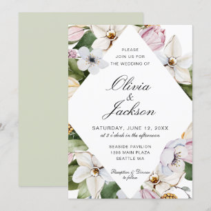Invitación verde primavera Boda floral de Tulip Daffodil ro
