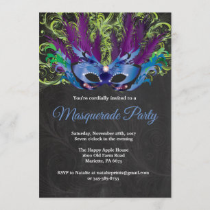 Invitación Verde púrpura azul de la noche mágica del fiesta