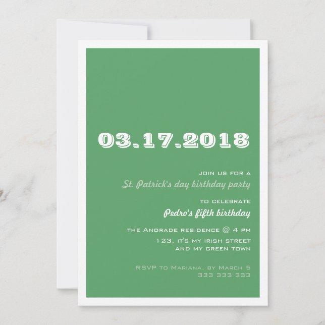 Invitación Verde retro de la fiesta de cumpleaños del día del (Anverso)
