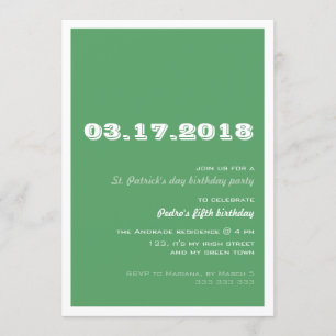 Invitación Verde retro de la fiesta de cumpleaños del día del
