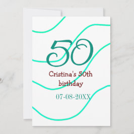 Invitación Verde rojo 50 cumpleaños fecha de añadir nombre p