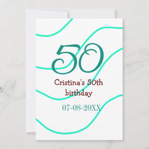 Invitación Verde rojo 50 cumpleaños fecha de añadir nombre p