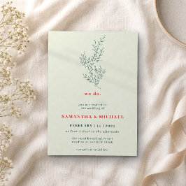 Invitación Verde Rojo Botánico Boho Indie Otoño Floral hacemo