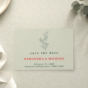 Invitación Verde Rojo Indie Otoño Floral Salva la fecha