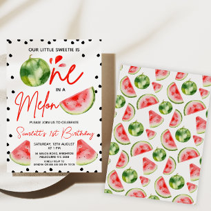 Invitación Verde Rojo Negro Moderno Uno En Un Melón Primer Cu