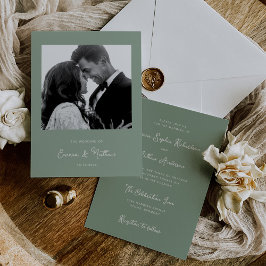 Invitación Verde sabio dulce y caprichoso | Boda fotográfico