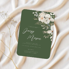 Invitación Verde sabio- Elegante boda botánico floral blanco