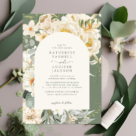 Invitación Verde sabio formal con boda de jardín floral de ma