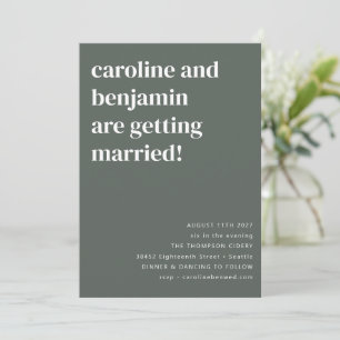 Invitación Verde sabio Minimalista moderno todo en un Boda