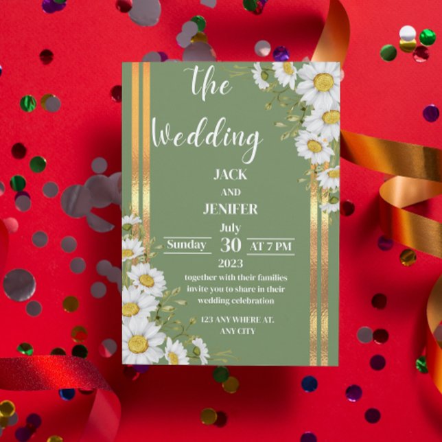 Invitación Verde sabio moderno con Boda blanco simple (Subido por el creador)