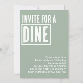 Invitación verde sabio para un ensayo de cena