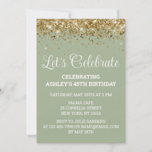 Invitación Verde sabio y oro 45 años celebremos