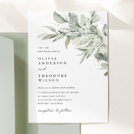 Invitación Verde Salvia Acuarela Botánica Elegante Boda