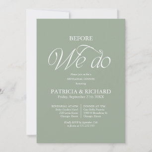 Invitación Verde Salvia Antes de Nuestra Cena de Ensayo de Bo