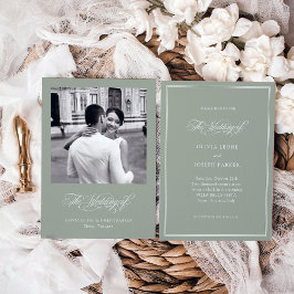 Invitación Verde salvia | Boda de fotografía de elegancia ita