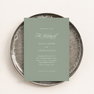 Invitación Verde salvia   Boda minimalista de elegancia itali