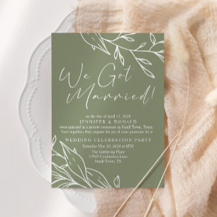 Invitación Verde Salvia Boho Flor Casados Recién Casados