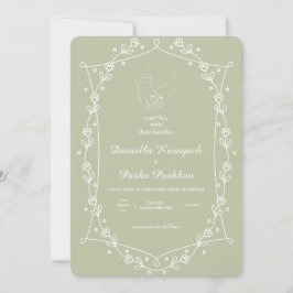Invitación Verde Salvia Clásico Floral Mínimo 