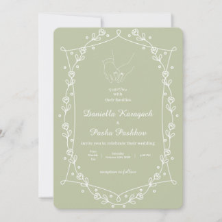 Invitación Verde Salvia Clásico Floral Mínimo