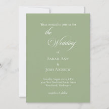 Invitación verde salvia de boda básica y elegante