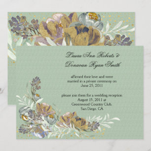 Invitación Verde Salvia Dorado Púrpura Floral Recepción Solam
