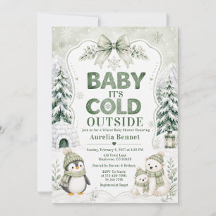 Invitación Verde Salvia Está Frío Afuera Shower de Bebé de In