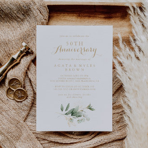Invitación Verde Salvia Eucalipto 50 Aniversario de Boda