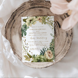 Invitación Verde Salvia Eucalipto Floral  Boda Rústica |