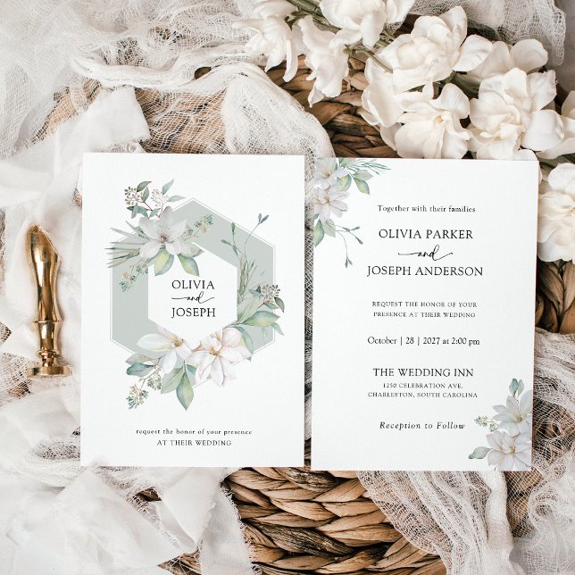 Invitación Verde salvia | Eucalyptus y Magnolia Boda (Subido por el creador)