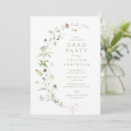 Invitación Verde Salvia Flor Silvestre Rústico Boho Graduació