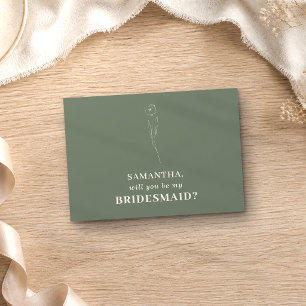 Invitación Verde salvia Flor Simple ¿Quieres ser mi dama de h
