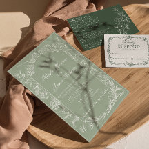 Verde Salvia Floral Boho Botánico Moderno Boda