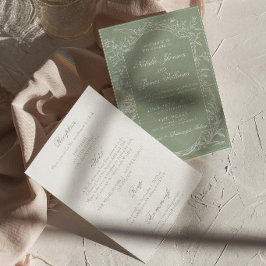 Invitación Verde Salvia Floral Boho Herbal Todo En Uno Boda