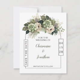 Invitación Verde Salvia Floral Eucalipto Salvar la Fecha |