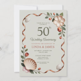 Invitación Verde Salvia Floral Flores Boda Aniversario