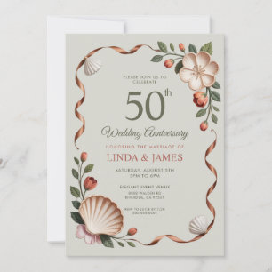 Invitación Verde Salvia Floral Flores Boda Aniversario