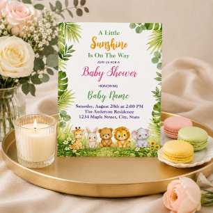 Invitación Verde Salvia Juguetón Acuarela Animales de la selv