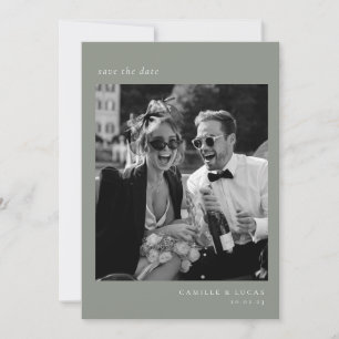 Invitación Verde Salvia Minimalista Elegante Foto Guardar la 