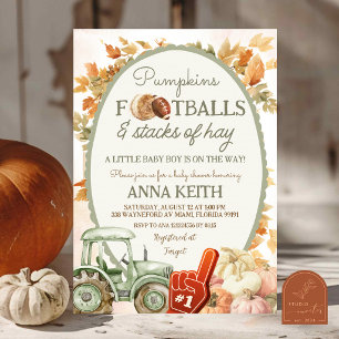 Invitación VERDE SALVIA otoño fútbol americano de calabaza y