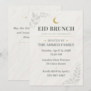 Invitación Verde Salvia y Botánico Dorado Eid Brunch Luna