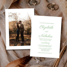 verde salvia y foto de pareja blanca boda