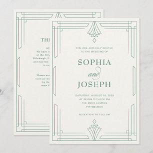 Invitación Verde Salvia y Marfil   Código QR Todo en Uno Boda