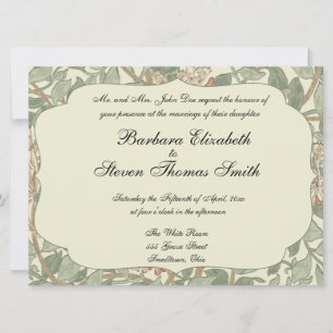Invitación Verde Suave Vintage William Morris Honeysuckle
