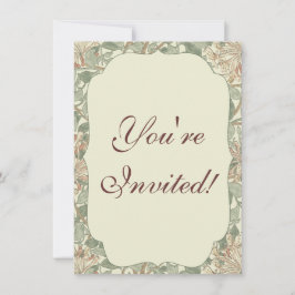 Invitación Verde Suave Vintage William Morris Honeysuckle