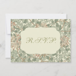 Invitación Verde Suave Vintage William Morris Madreselva