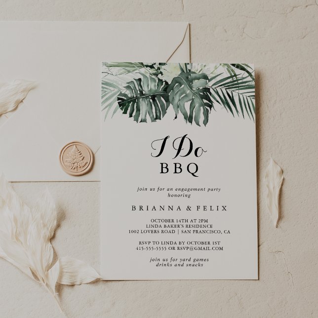 Invitación Verde tropical Blanco Yo hago la fiesta de comprom (Subido por el creador)