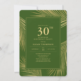 Invitación Verde tropical CUALQUIER EDAD Sorpresa Fiesta de c