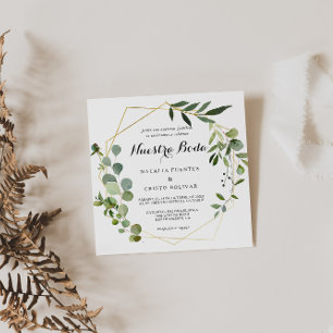 Invitación Verde tropical deja Boda español