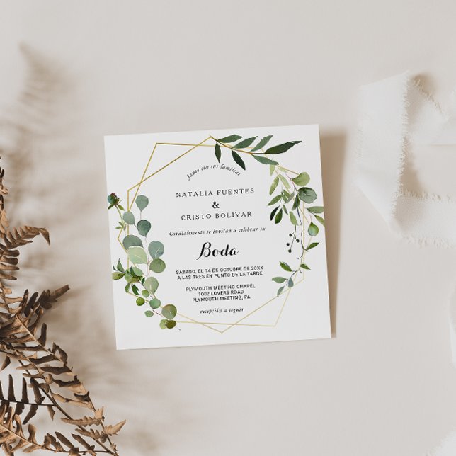 Invitación Verde tropical deja Boda español (Subido por el creador)