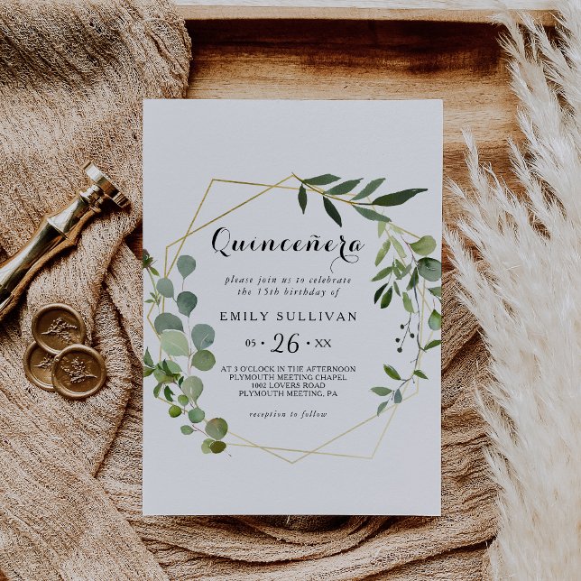 Invitación Verde tropical deja fiesta de cumpleaños de Quince (Subido por el creador)